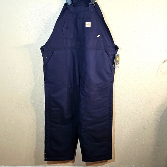 Carhartt FR Duck Bib Navy Blue Overall. - Picture 2 of 8